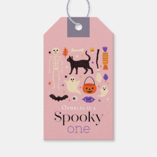 Spooky One Halloween Motifs Pink 1st Birthday Gift Tags