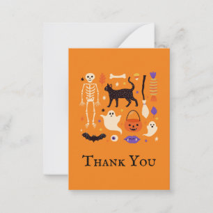 Spooky One Halloween Orange 1st Birthday Thank You Card