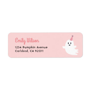 Spooky One Halloween Pink Ghost Return Address