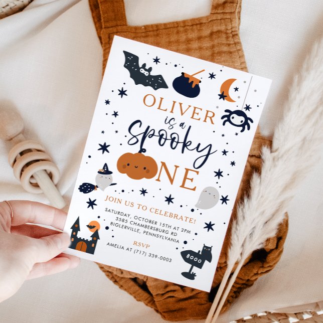 Spooky One Halloween Pumpkin 1st Birthday Invitation (Creator Uploaded)
