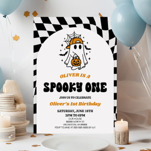 Spooky One Halloween Retro 1st Birthday Party Invitation