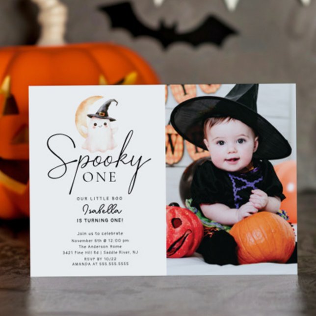 Spooky One Photo Birthday Invitation (Creator Uploaded)