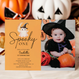 Spooky One Photo Birthday Invitation