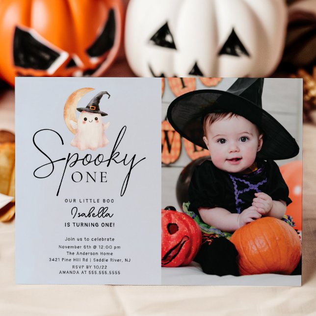 Spooky One Photo Birthday Invitation (Creator Uploaded)