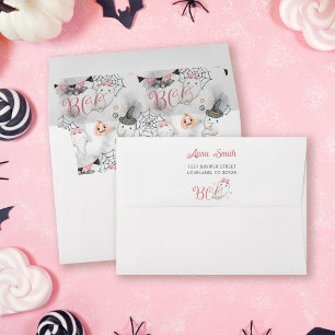 Spooky One Pink 1st Birthday Party Return Address Envelope