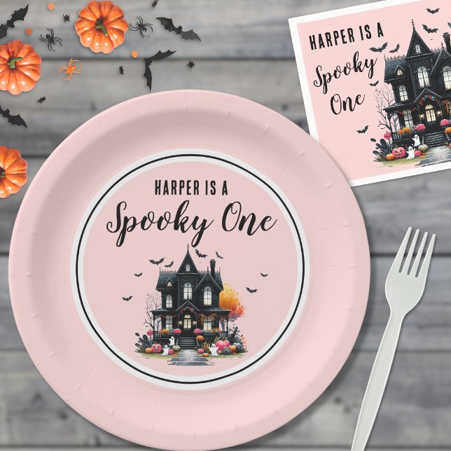 Spooky One Pink Halloween 1st Birthday Party Paper Plate (Spooky One Pink Halloween 1st Birthday Party Paper Plates )