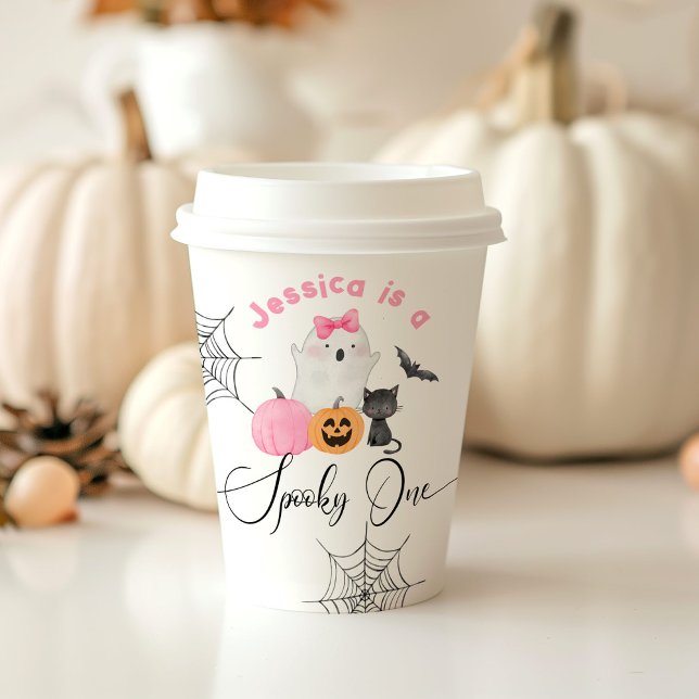 Spooky One pink Halloween birthday little Boo Paper Cups (Creator Uploaded)