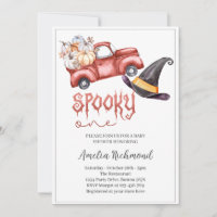 spooky one Red Pumpkin Pickup Truck Baby Shower