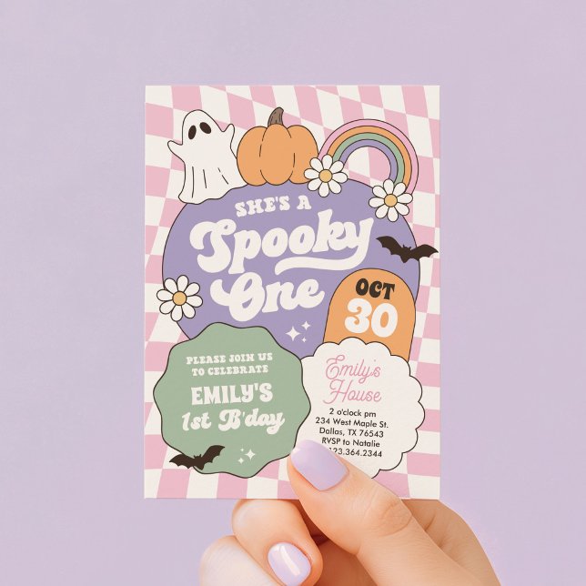 Spooky One Retro Halloween 1st Birthday Invitation (Creator Uploaded)