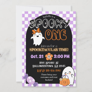 Spooky One, Retro Theme 1st Birthday Invitation