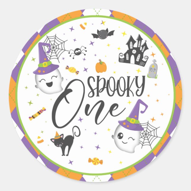 Spooky One Round Sticker - White (Front)