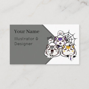 Spooky Onigiri Cats - Kawaii Halloween Sushi Business Card