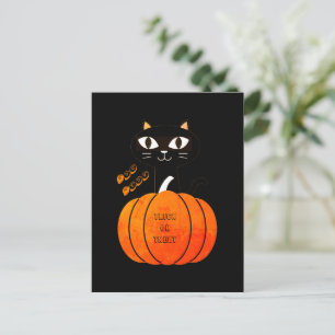 Spooky Orange Black Autumn October Halloween Postcard
