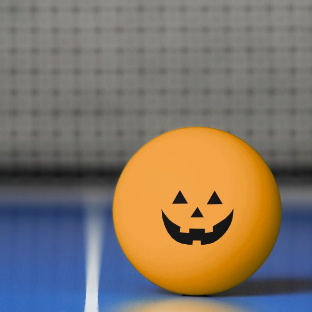 Spooky orange black Jack o lantern funny Halloween Ping Pong Ball (Net)