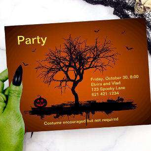 Spooky Orange Grunge Halloween Invitation Postcard