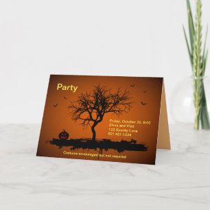 Spooky Orange Grunge Halloween Party Invitation