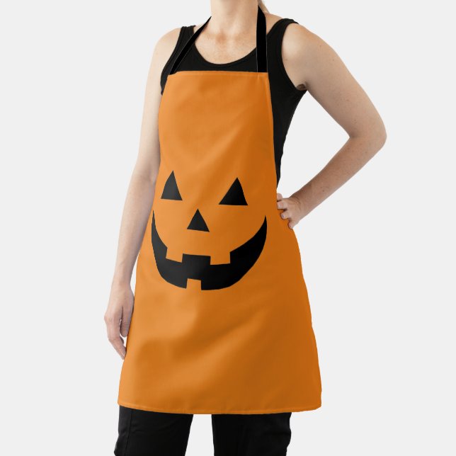 Spooky orange Jack o lantern pumpkin fun Halloween Apron (Insitu)