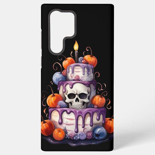 SPOOKY ORANGE PURPLE LAYER HALLOWEEN CAKE SAMSUNG GALAXY S22 ULTRA CASE (Back)