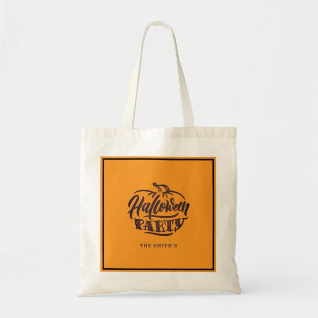 Spooky Orange Trendy Halloween Tote Bag (Front)