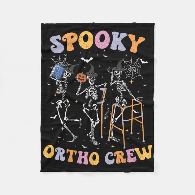 Spooky Ortho Crew Halloween Dancing Orthopaedic Sk Fleece Blanket (Front)