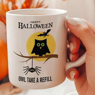 Spooky Owl and Spider Customisable Halloween Mug