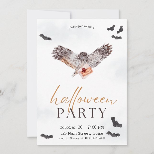 Spooky Owl Fall Halloween Party Invitation (Front)