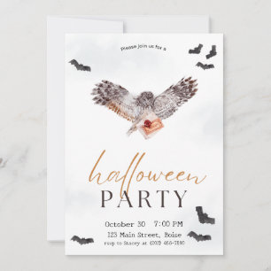 Spooky Owl Fall Halloween Party Invitation