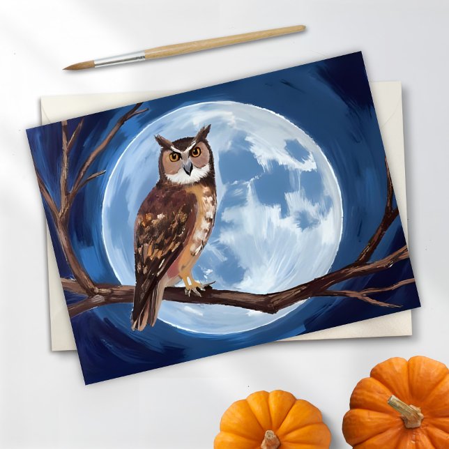 Spooky Owl Full Moon Halloween Holiday Postcard (Creator Uploaded)