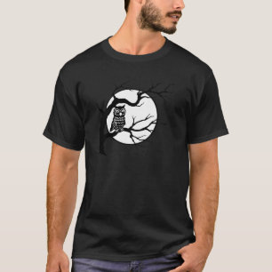 Spooky Owl on Bare Tree Silhouette Halloween T-Shirt