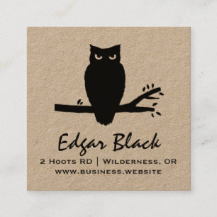 Spooky Owl Silhouette Halloween Night Owl Square Business Card