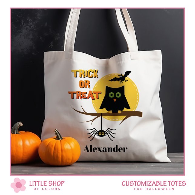 Spooky Owl Trick or Treat Halloween Tote Bag (Creator Uploaded)