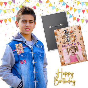 Spooky Party Animals Kids Birthday Party Button