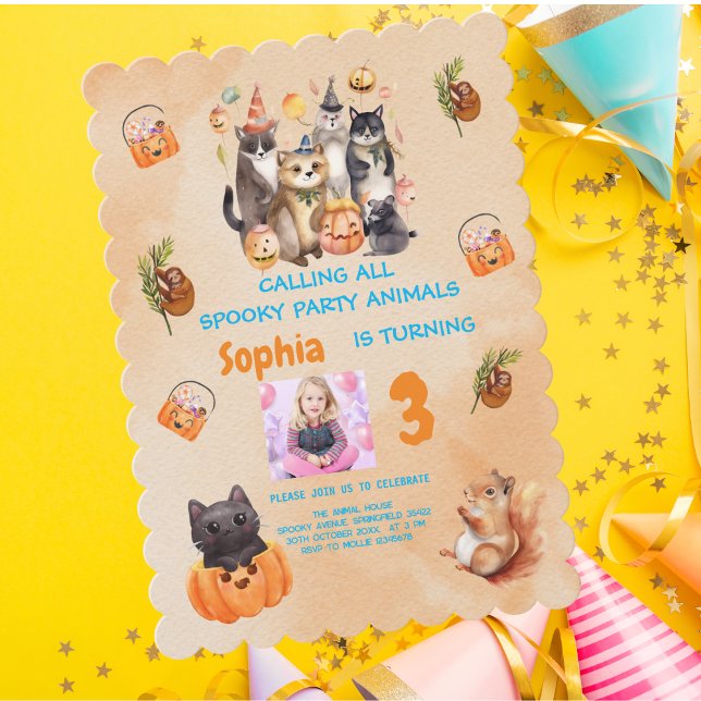 Spooky Party Animals Theme Kids Birthday Invite  (Creator Uploaded)