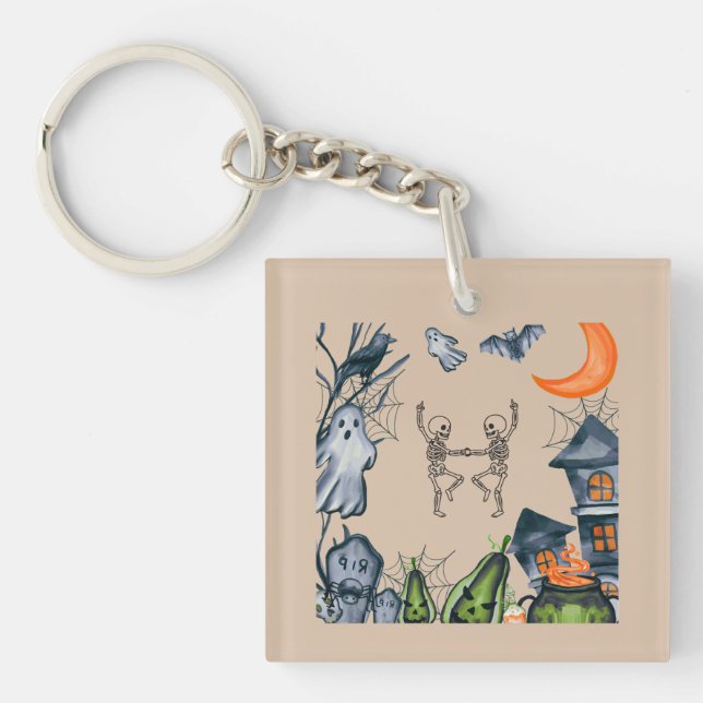 Spooky Party Frame tee shirt Key Ring (Front)