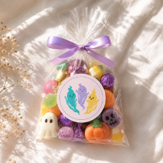 Spooky Pastel Colour Cute Halloween Ghost  Classic Round Sticker