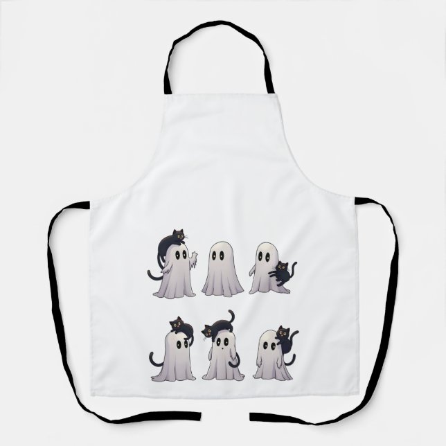  Spooky Pastel Gothic Ghosts Black Cats Halloween  Apron (Front)