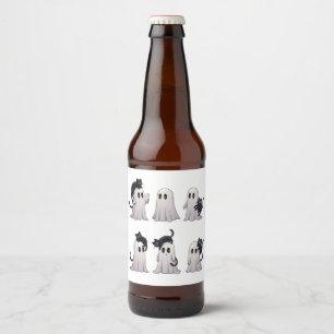  Spooky Pastel Gothic Ghosts Black Cats Halloween  Beer Bottle Label