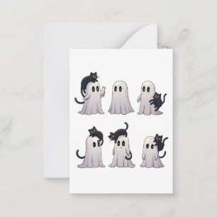 Spooky Pastel Gothic Ghosts Black Cats Halloween Card