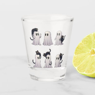 Spooky Pastel Gothic Ghosts Black Cats Halloween Shot Glass
