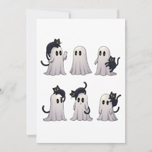 Spooky Pastel Gothic Ghosts Black Cats Halloween Thank You Card