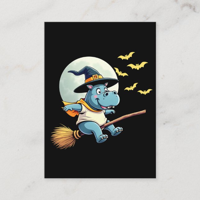 Spooky Pastel Halloween Baby Moo Deng Hippo  Business Card (Front)
