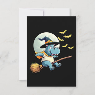 Spooky Pastel Halloween Baby Moo Deng Hippo RSVP Card