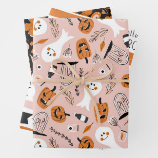 spooky pastel halloween gift  wrapping paper sheet