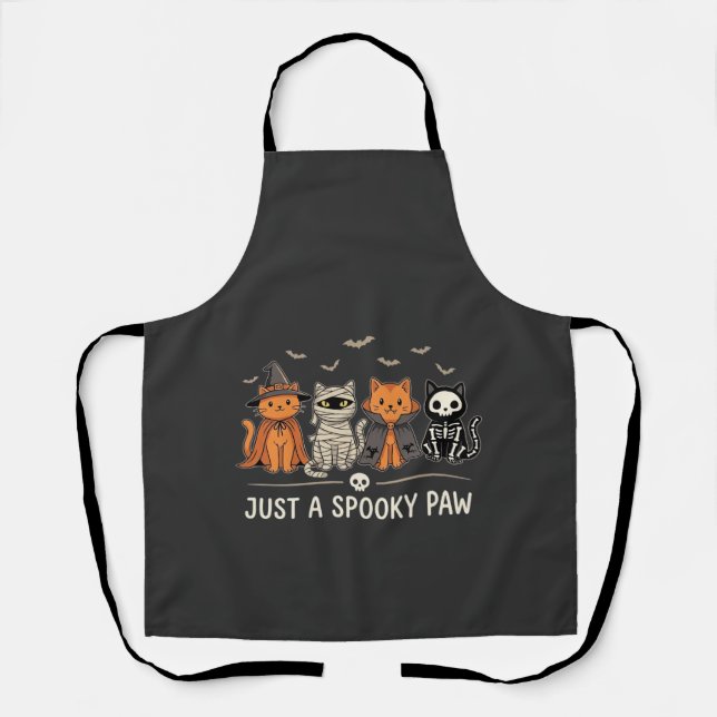 Spooky Paw Halloween Cat Costume Vector Design_1 Apron (Front)