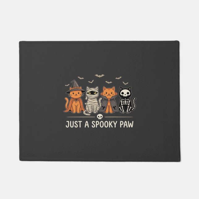 Spooky Paw Halloween Cat Costume Vector Design_1 Doormat (Front)