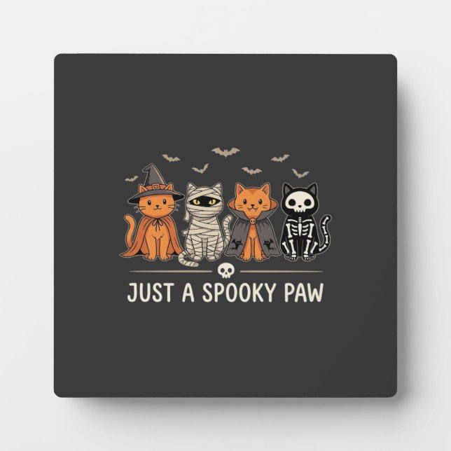 Spooky Paw Halloween Cat Costume Vector Design_1 Plaque (Front)