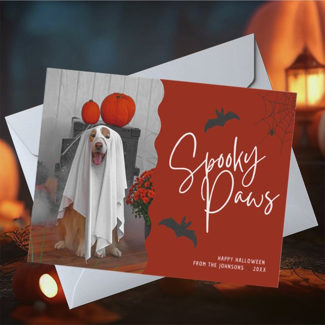 Spooky Paws Halloween Pet Photo Holiday Card (Creator Uploaded)