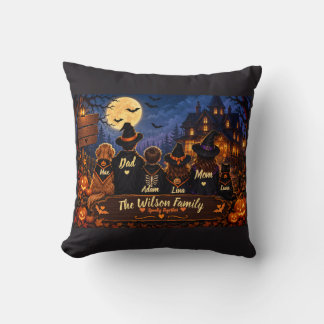 Spooky Personalised Halloween Family Black Cat Cushion