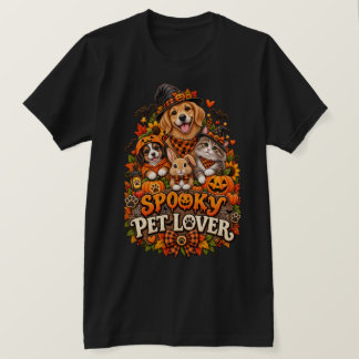 Spooky Pet Lover Cute Halloween Dog Cat Pumpkin T-Shirt