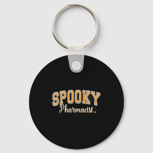 Spooky Pharmacist Halloween Spider Varsity Orange Key Ring